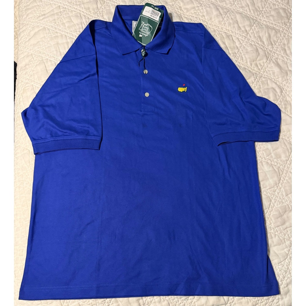 Augusta National Golf Shop Masters Polo Shirt Men Large Blue 60s two Mercerized